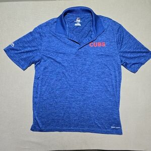 Majestic Cool Base Chicago Cubs Men's Blue Short Sleeve Polo Shirt Size Large